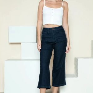 Judy Blue Full Size Side Seam Braid Detail Crop Wide Leg Jeans - Image 10