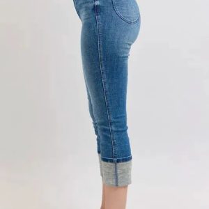 Judy Blue Full Size Skinny Cuff Capris Jeans with Pockets Plus Size - Image 2