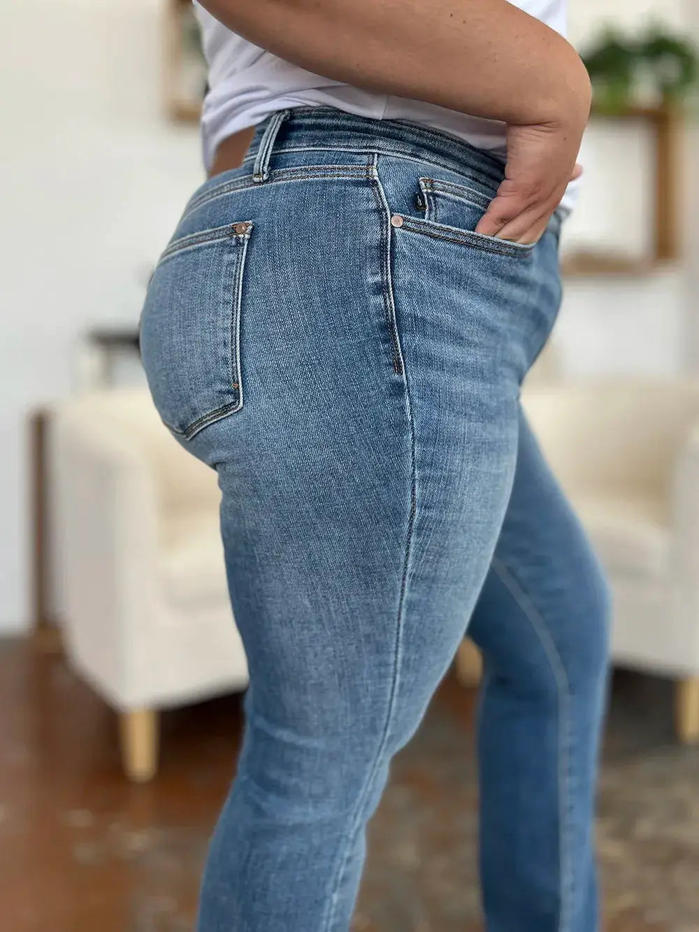 Judy Blue Full Size Mid-Rise Waist Straight Jeans - Image 11