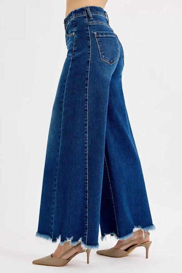 RISEN Full Size High Rise Ankle Wide Jeans Plus Size