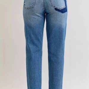 Judy Blue Full Size Mid Rise Bf Patch & Repair Destroy Release Hem Jeans Plus Size - Image 5