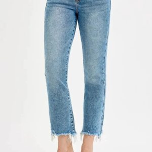 RISEN Full Size High Rise Crop Straight Slim Jeans Plus Size - Image 2