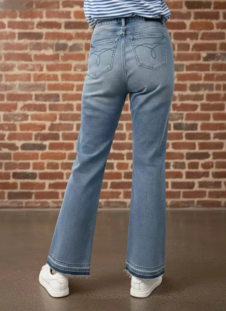 Judy Blue Full Size Mid Rise Slim Bootcut Tummy Control Release Hem Jeans Plus Size - Image 3