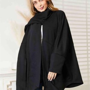 HEYSON Full Size Open Front Cardigan with Scarf Design - Image 4