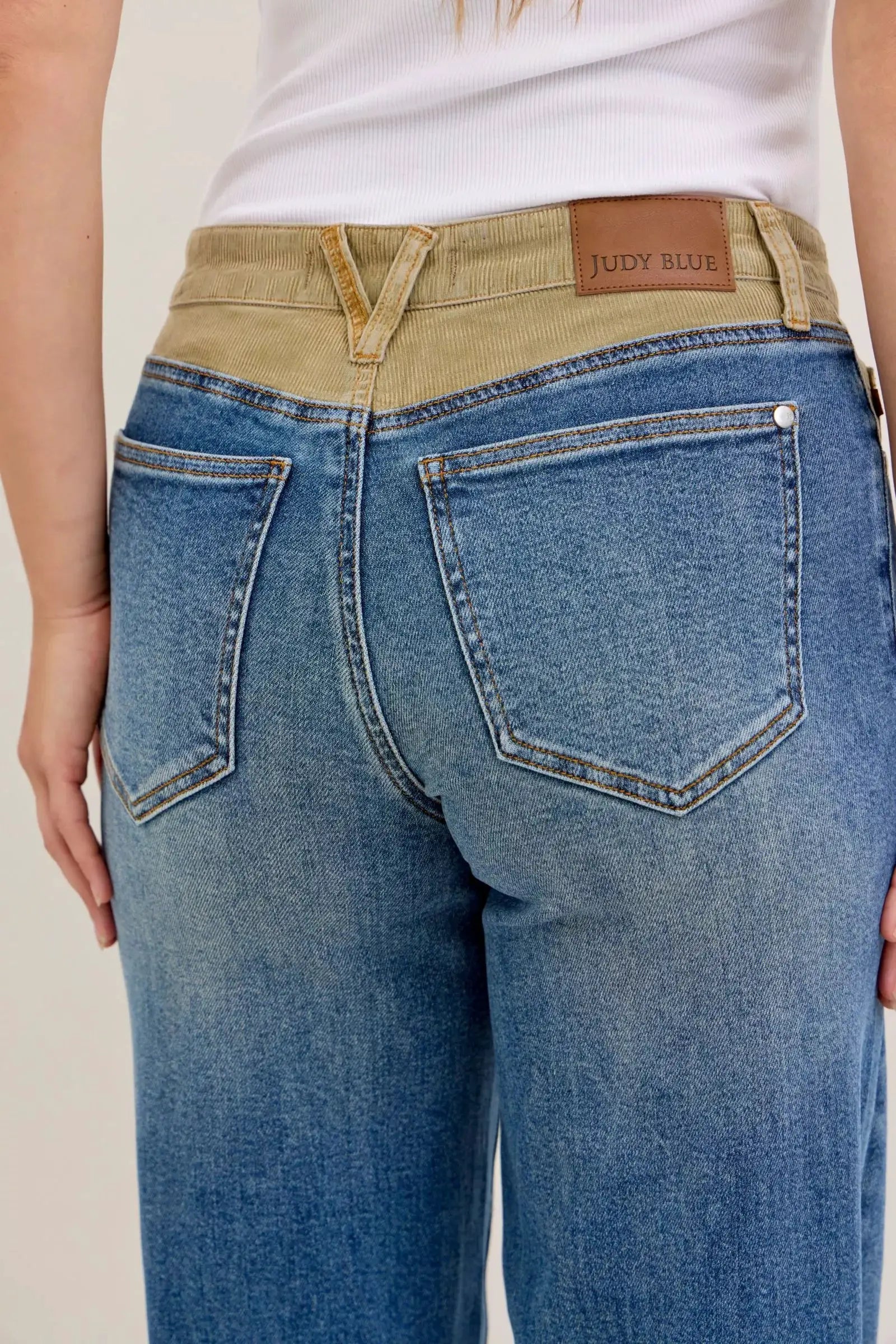 Judy Blue MR Column Straight Jeans with Corduroy Waist - Image 10