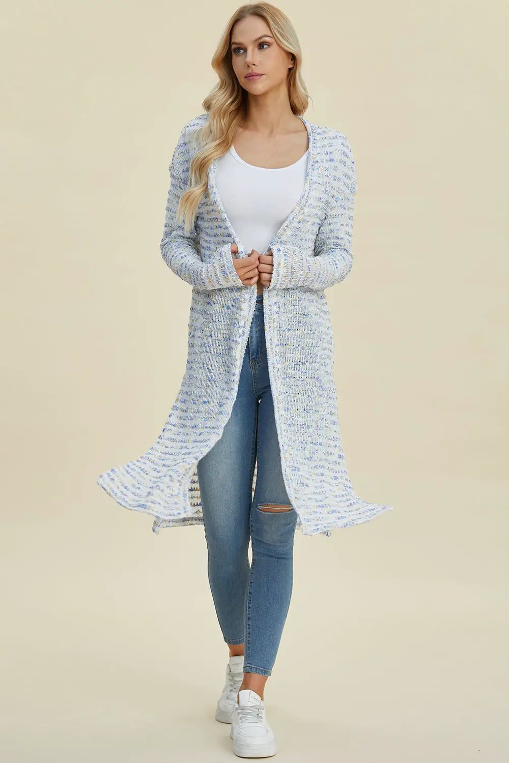Double Take Full Size Open Front Longline Cardigan - Image 6