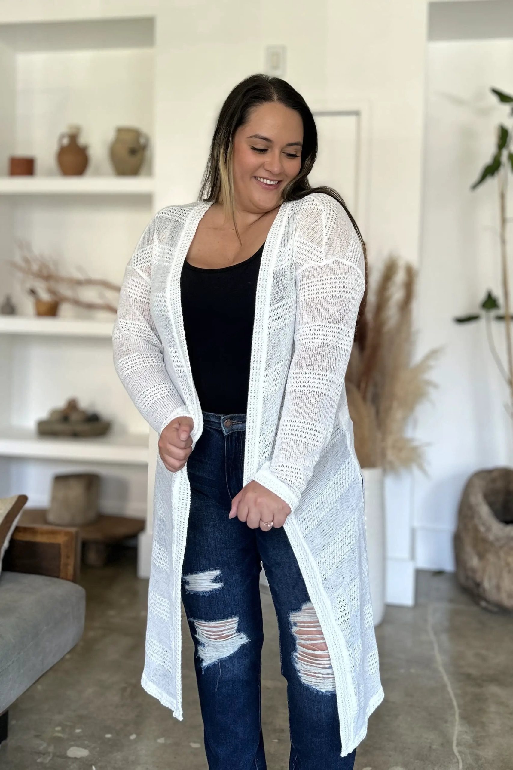 Double Take Full Size Open Front Longline Cardigan - Image 20