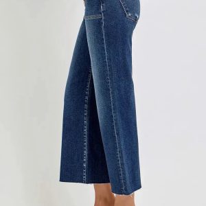 RISEN Full Size High Rise Crop Wide Button Up Jeans Plus Size - Image 4