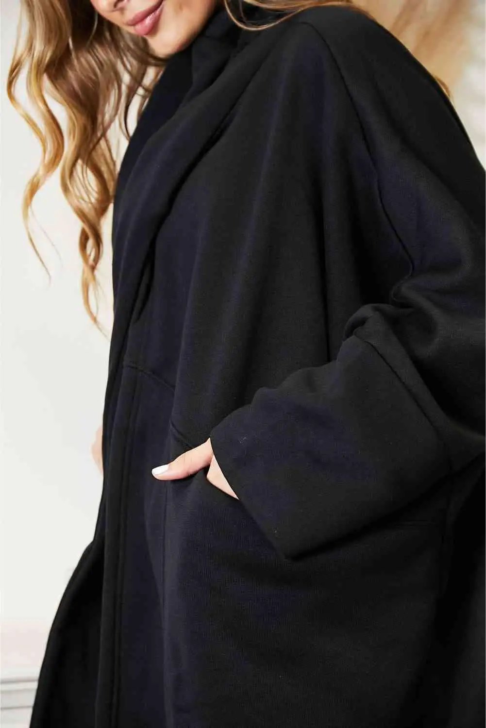 HEYSON Full Size Open Front Cardigan with Scarf Design - Image 9