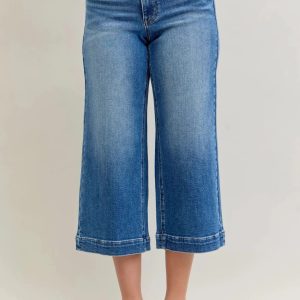 Judy Blue Mid Rise Crop Wide Leg Jeans - Image 1