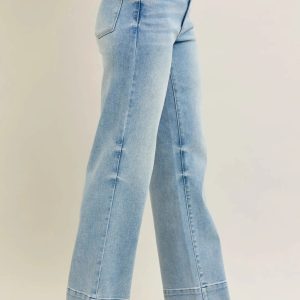 Judy Blue Full Size Mr Release Hem Wide Leg Jeans Plus Size - Image 7