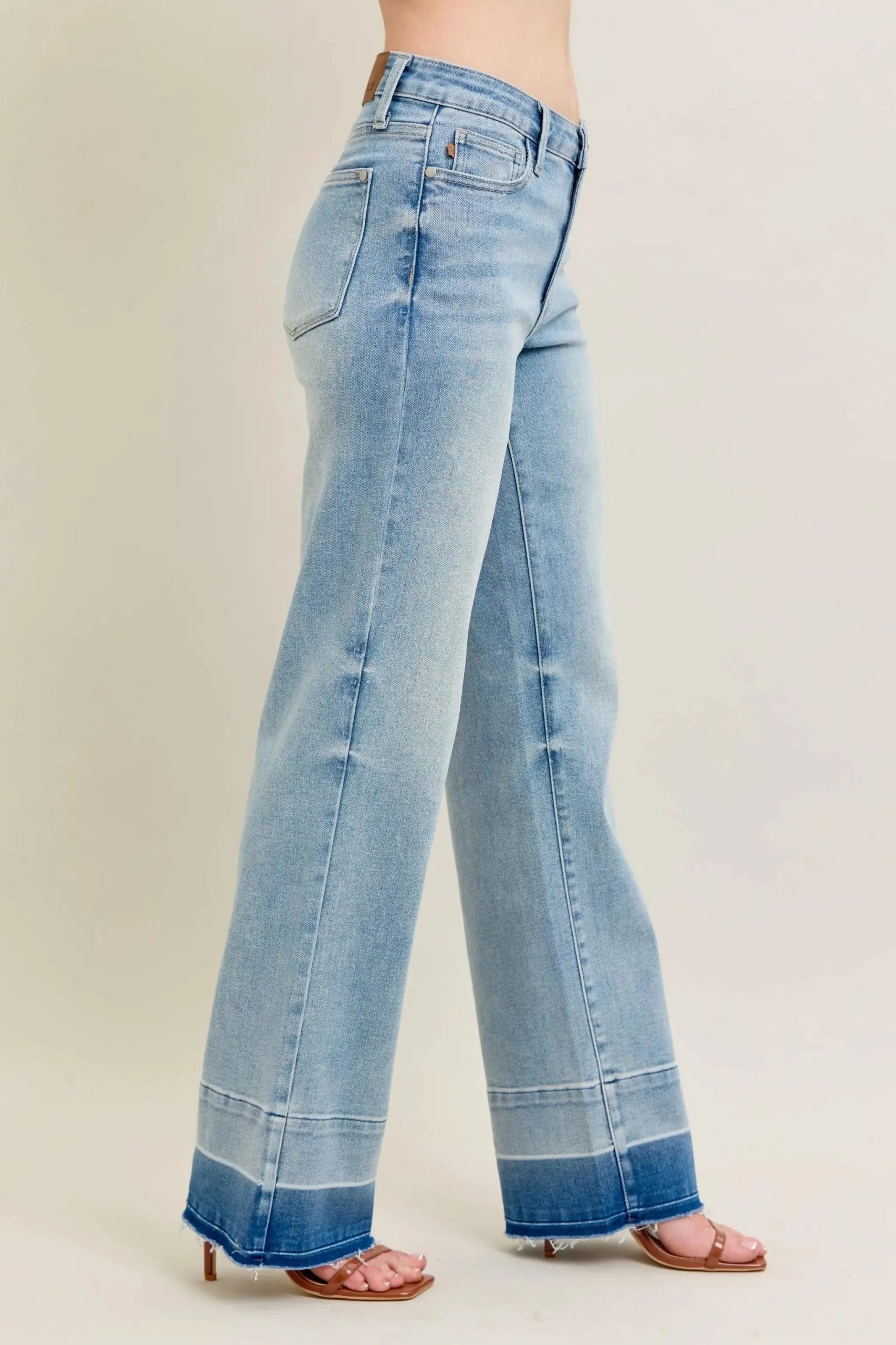Judy Blue Full Size Mr Release Hem Wide Leg Jeans Plus Size - Image 7