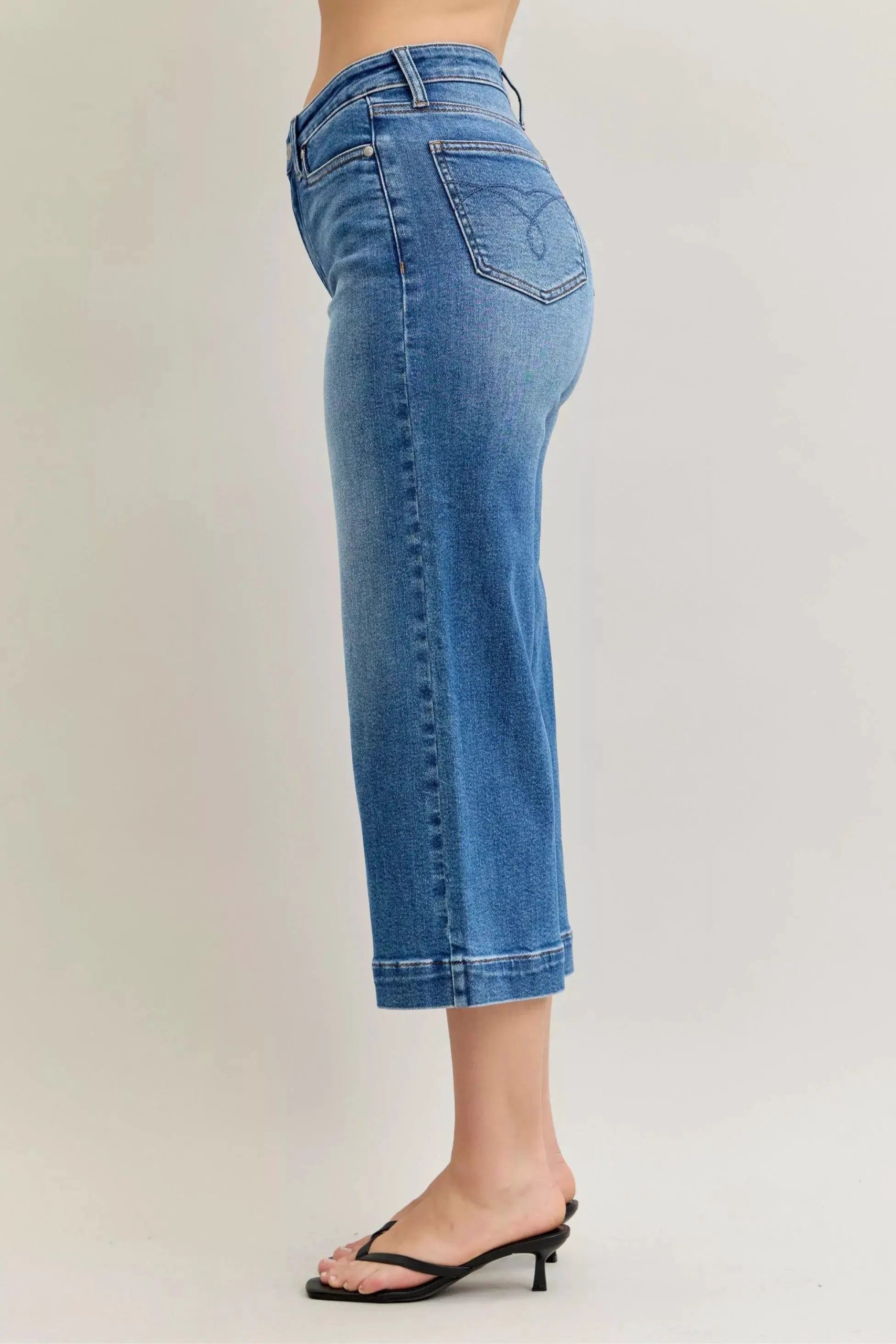 Judy Blue Mid Rise Crop Wide Leg Jeans - Image 7