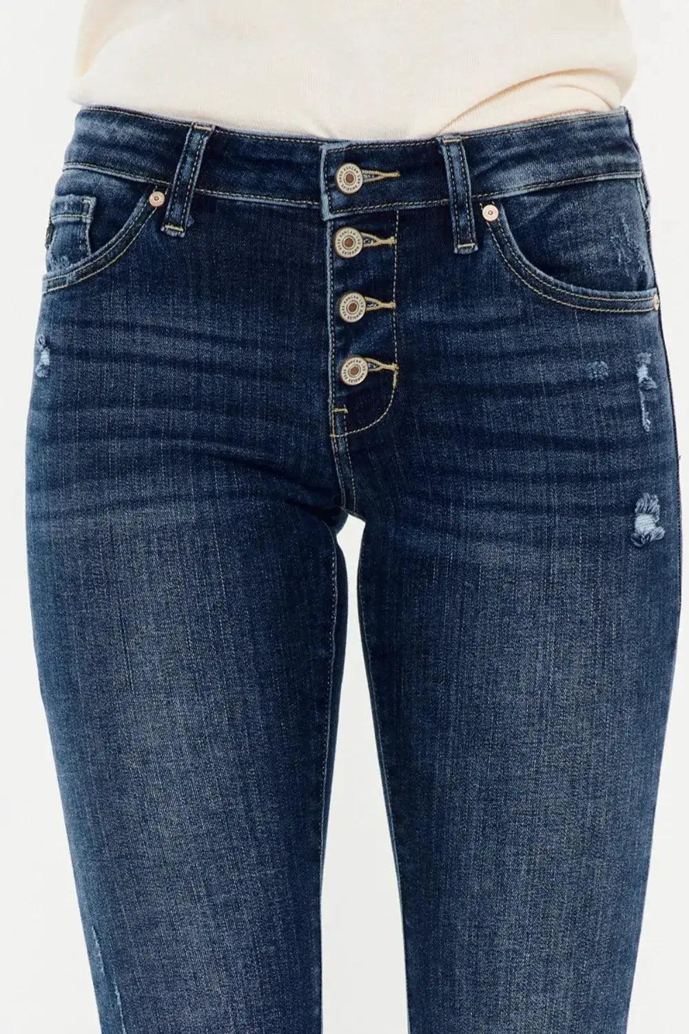 Kancan Mid Rise Button Fly Flare Jeans - Image 5