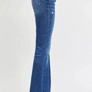 RISEN Full Size Distressed Mid Rise Flare Jeans Plus Size - Image 5