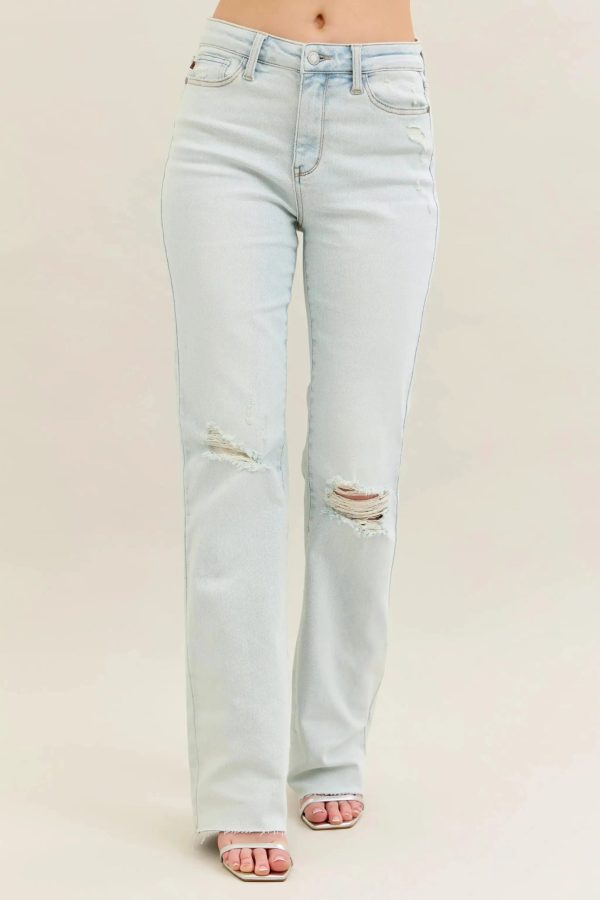 Judy Blue Full Size Destroy & Fray Hem Bootcut Jeans Plus Size