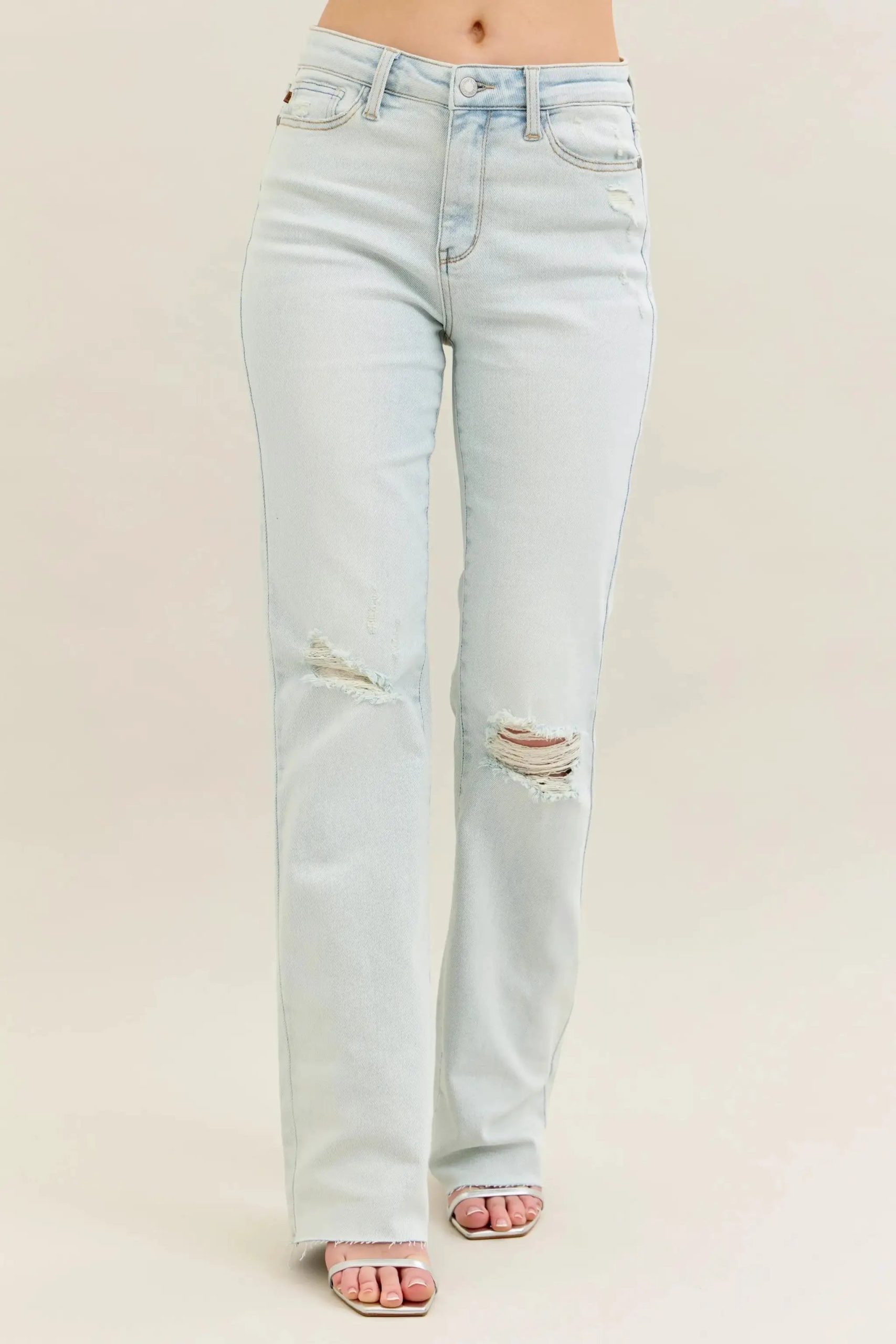 Judy Blue Full Size Destroy & Fray Hem Bootcut Jeans Plus Size - Image 1