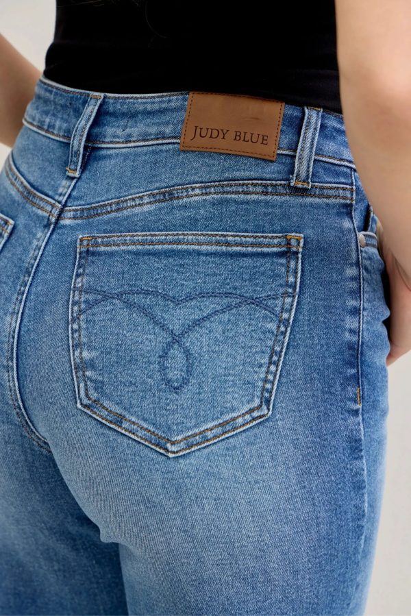 Judy Blue Mid Rise Crop Wide Leg Jeans