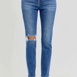 RISEN Full Size High Rise Ankle Skinny Knee Distressed Jeans - Image 5