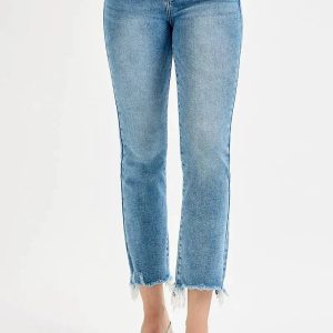 RISEN Full Size High Rise Crop Straight Slim Jeans Plus Size - Image 1