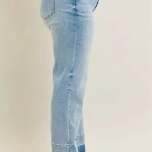 Judy Blue Full Size Mr Release Hem Wide Leg Jeans Plus Size - Image 12