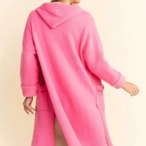 Davi & Dani Side Slit Button Up Hooded Cardigan - Image 2