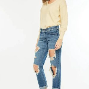 Kancan Distressed Mid Rise True Boyfriend Jeans - Image 6