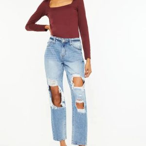 Kancan High Rise Distressed Boyfriend Jeans - Image 1