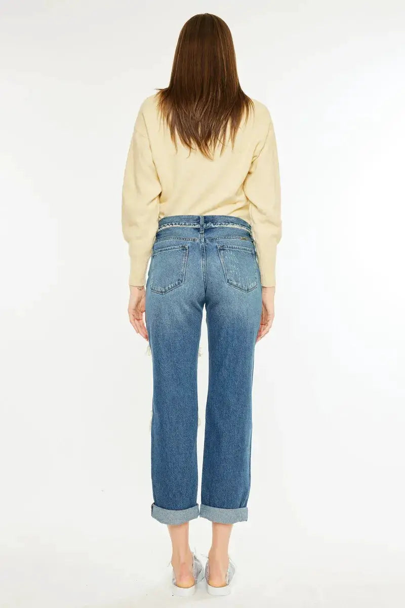 Kancan Distressed Mid Rise True Boyfriend Jeans - Image 8