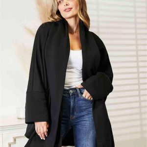 HEYSON Full Size Open Front Cardigan with Scarf Design - Image 3