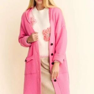 Davi & Dani Side Slit Button Up Hooded Cardigan - Image 1
