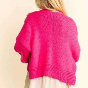 Davi & Dani Floral Applique Open Front Drop Shoulder Cardigan - Image 2
