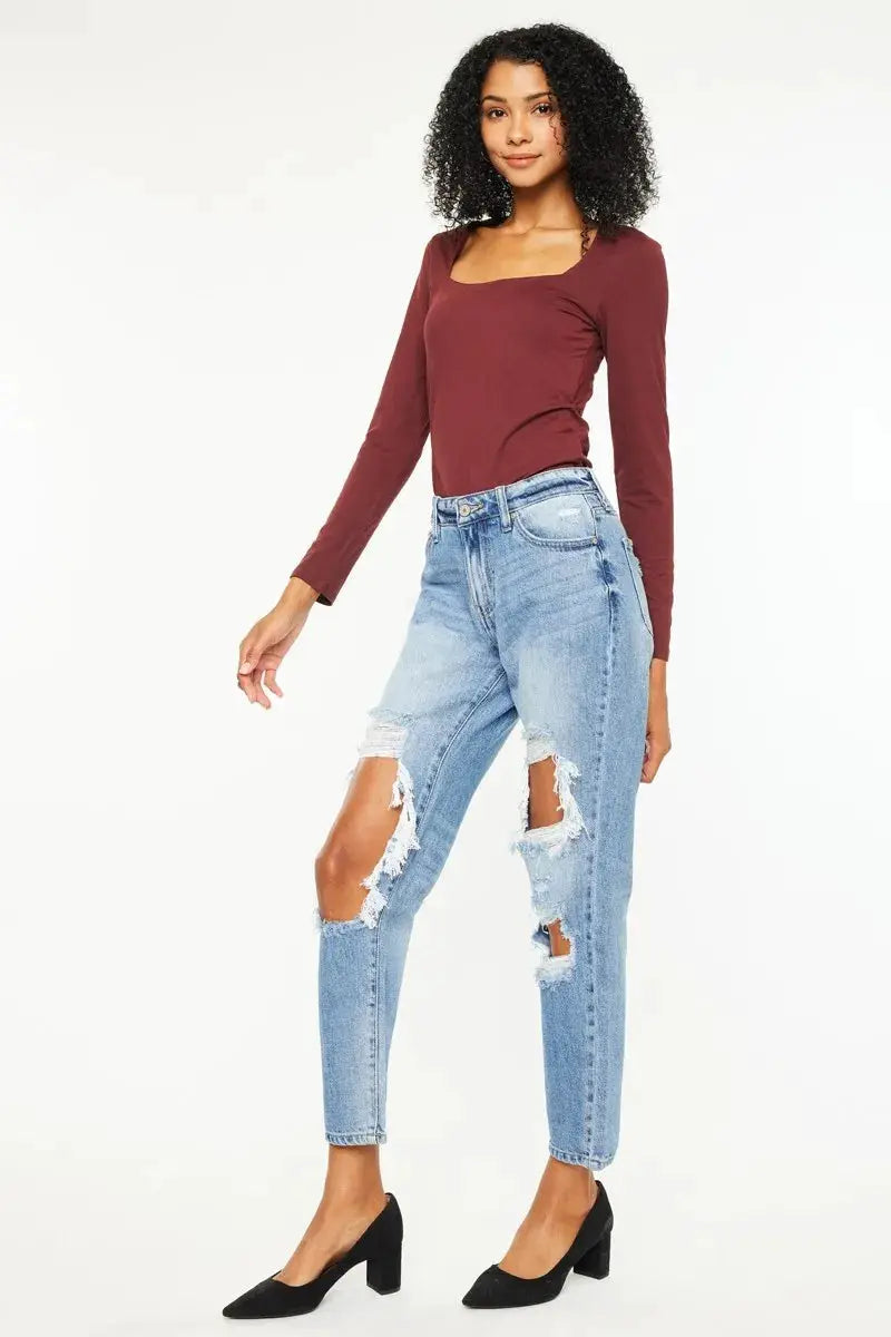 Kancan High Rise Distressed Boyfriend Jeans - Image 6
