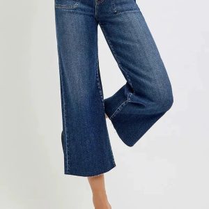 RISEN Full Size High Rise Crop Wide Button Up Jeans Plus Size - Image 1