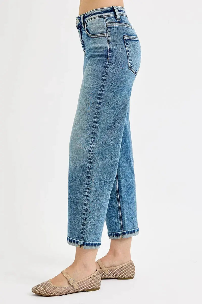 RISEN Full Size High Rise Crop Boyfriend Jeans Plus Size - Image 4