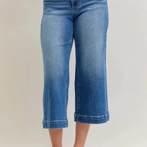 Judy Blue Mid Rise Crop Wide Leg Jeans - Image 2
