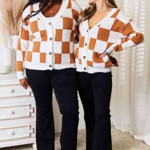 Double Take Button-Up V-Neck Dropped Shoulder Cardigan - Image 2