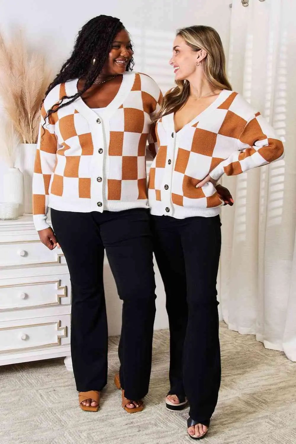 Double Take Button-Up V-Neck Dropped Shoulder Cardigan - Image 2