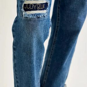 Judy Blue Mid Rise Boyfriend Embroidered Repair Patch Jeans - Image 5