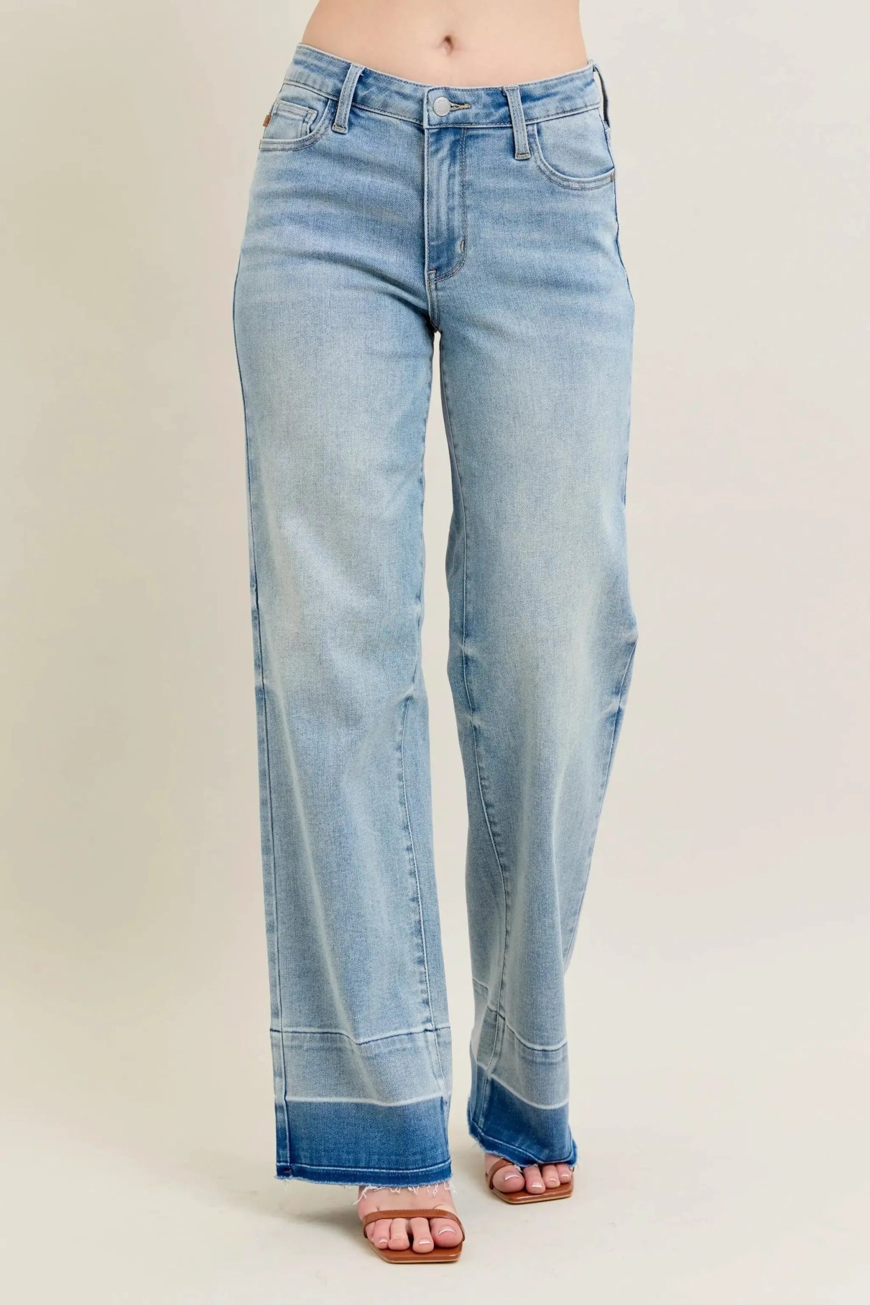 Judy Blue Full Size Mr Release Hem Wide Leg Jeans Plus Size - Image 2