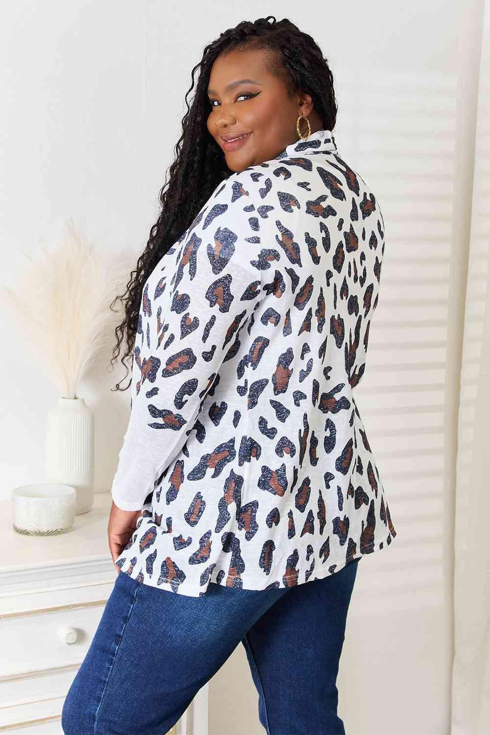 Double Take Leopard Long Sleeve Cardigan - Image 2