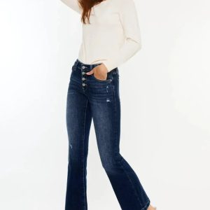 Kancan Mid Rise Button Fly Flare Jeans - Image 4