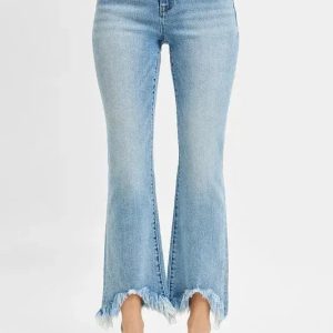 RISEN Full Size High Rise Crop Bootcut Fray Hem Jeans Plus Size - Image 3
