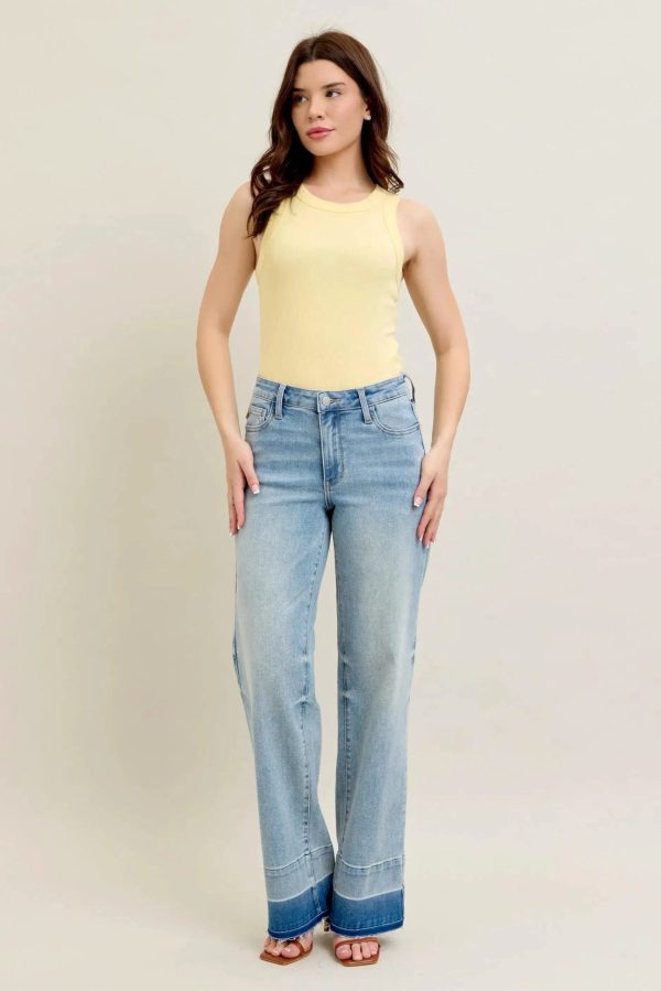 Judy Blue Full Size Mr Release Hem Wide Leg Jeans Plus Size