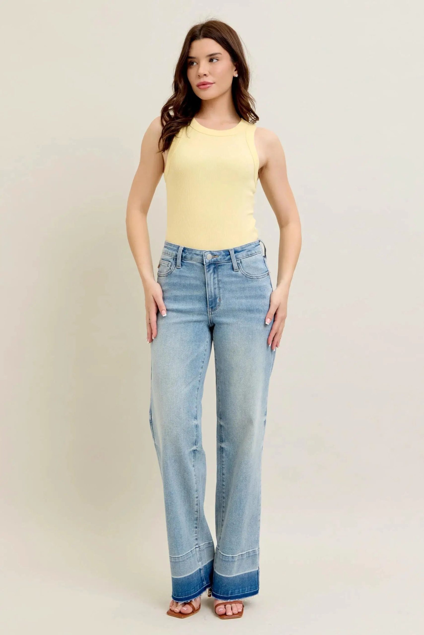 Judy Blue Full Size Mr Release Hem Wide Leg Jeans Plus Size - Image 10