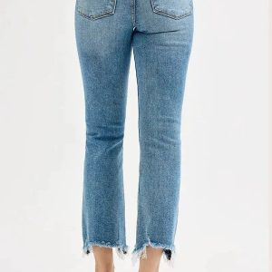 RISEN Full Size High Rise Crop Straight Slim Jeans Plus Size - Image 5