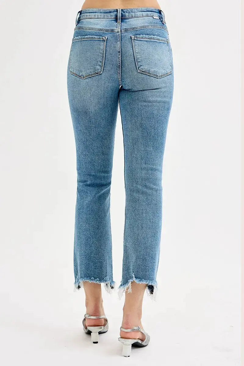 RISEN Full Size High Rise Crop Straight Slim Jeans Plus Size - Image 5