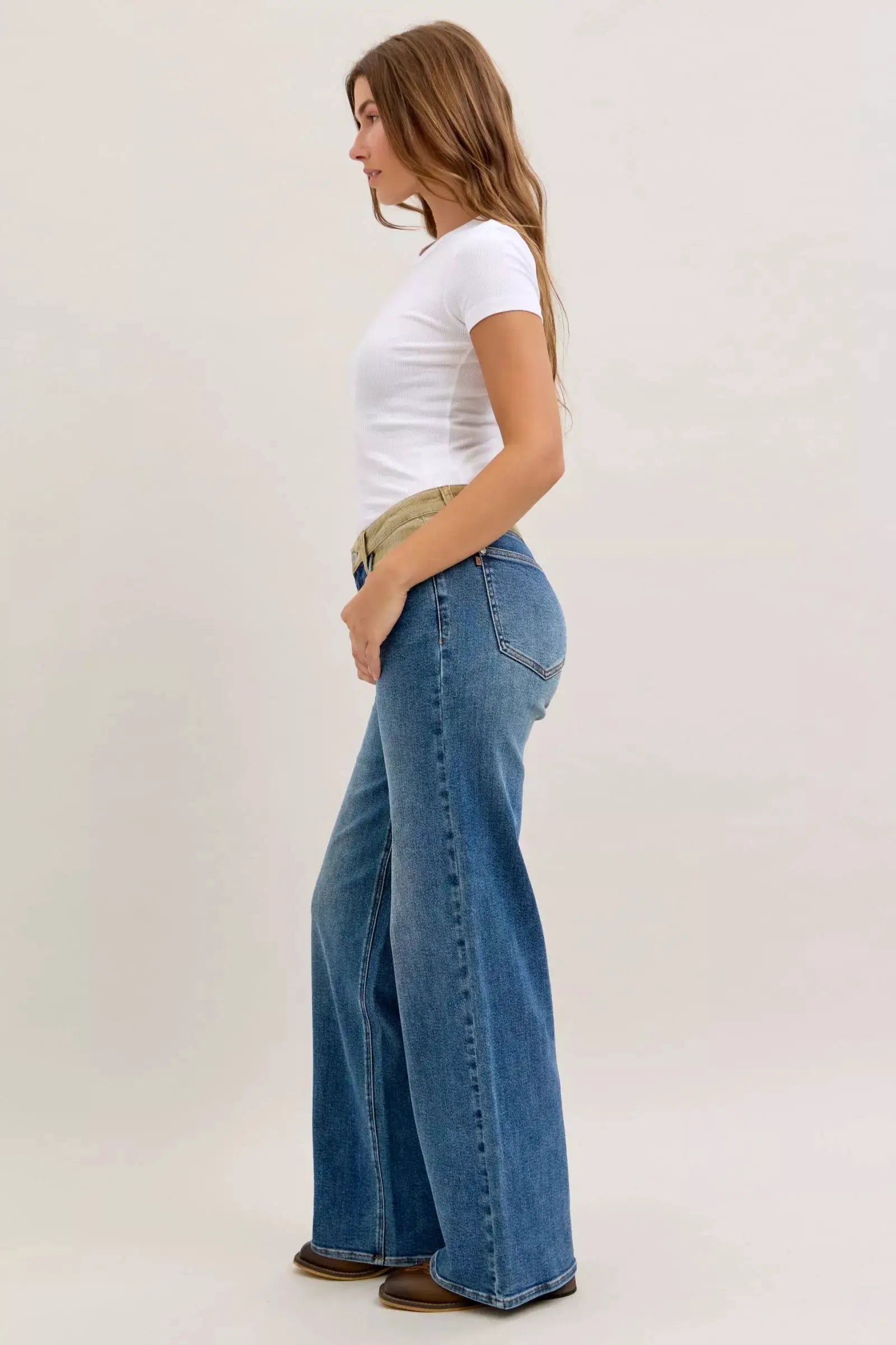 Judy Blue MR Column Straight Jeans with Corduroy Waist - Image 7