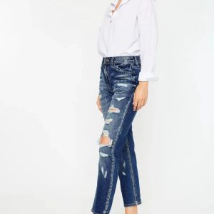 Kancan High Rise Distressed Mom Fit Jeans - Image 7