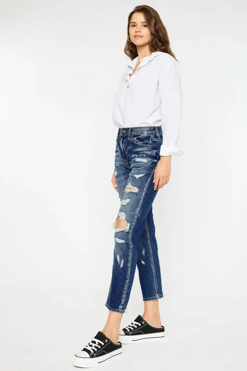 Kancan High Rise Distressed Mom Fit Jeans - Image 7
